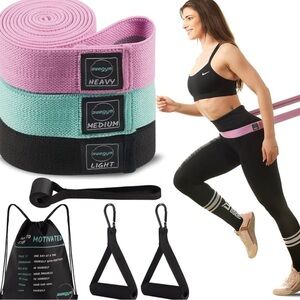 Resistance Bands Set - Pink, Green, Black
